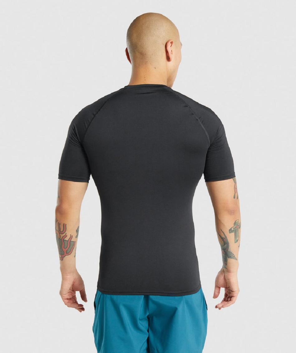 T Shirts Męskie Gymshark Element Baselayer Czarne | PL 4127UZG